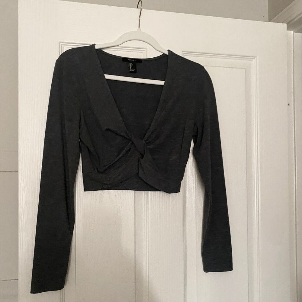 Grey twist front crop top